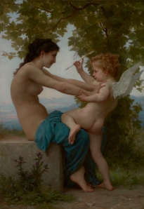"Jovem defendendo-se de Eros" - pintura de Bouguereau (1825–1905)